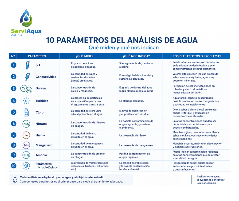 10 parametros del analisis de agua